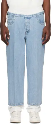 metal-eyelet loose-fit jeans XL,XS light blue