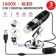 8LED 1600X 10MP USB Digital Microscope Endoscope Magnifier Camera w/ Stand