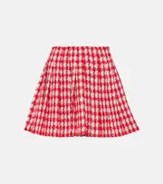 [Self-Portrait] Self-Portrait Pleated houndstooth bouclé mini skirt AU 14 red