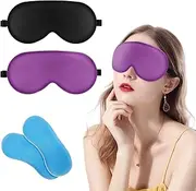 Arqumi Cooling Eye Mask, Ice Gel Cold Compress Eye Mask, Reusable Under Eye Ice Gel Pads, Silk Eye Mask for Sleeping, Soft Blackout for Women Couple with Adjustable Straps, Travel, Dry Eyes, 2 Pack