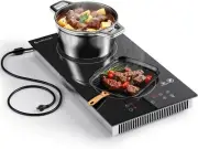 AMZCHEF Electric Induction Cooktop 2 Burners 12" Electric Stove Top with Plug