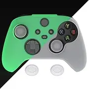 PlayVital Glow in Dark - Green Pure Series Anti-Slip Silicone Cover Skin for Xbox Series X Controller, Soft Rubber Case Protector for Xbox Core Wireless Controller with Black Thumb Grip Caps