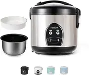[Moosum] Single Button Rice Cooker and Control, 0.8L - 5CUP, For 2-5 People, Fast Brew Without Burning - With Keep Warm Function Includes Steam Insert, Spoon and Measuring Cup