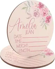Kisangel 2Pcs Name Sign for Nursery Wooden Birth Announcement Plaque Personalized Nursery Decor for Photo Props and Growth Record Neutral Gender Display