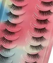 Clear Band Half False EyeLashes Natural Look Wispy Cat Eye Short Fake lashes (AZM03)