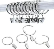 Kclongvs 40 Pack Openable Curtain Rings with Clips Metal Hangers Ring, Drapery Clips Hooks, Decorative Curtain Rod Clips Hangers 1.5 Inch Interior Diameter Eyelets(Silver,1.5")
