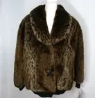 Vtg New Monterey Fashions Brown Animal Print Faux Fur Coat Jacket Mob Wife Sz 12