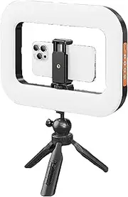 Rechargeable Selfie Portable Ring Light – Adjustable Bicolor Fill Light, Rechargeable Ring Light, Phone Video Stabilizer for iPhone, Cordless Square Design, Restore The Real Effect (A)