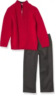 Boys 2-Piece Quarter Zip Pullover Sweater and Pants