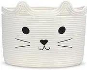 Goodheim Toy Storage Basket, Kids Laundry Basket Foldable, Baby Hamper Woven Rope Basket for Nursery Cat Decor Bedroom, Toy Storage Box for Boys Girls Dog Cat(Cat,L)