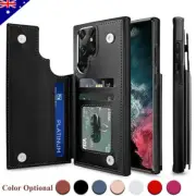 For Samsung S22 S21 S20 Ultra S10 Plus Luxury Leather Wallet Card Case Cover