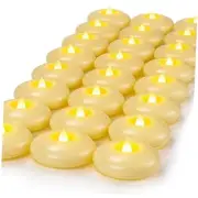 24 Pack 3” Flameless Led Floating Candles, 200 Ivory (24Pack, Plastic+LED)