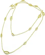 [ShaSha] Luxury Style Designer Pig Nose Necklace Long Sweater Chain with T-buckle 18k Gold Plating designer jewelry for women