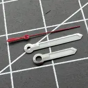 13mm Silver Trim Watch Hands Red Second Hand Green Lume for NH35 NH36 7S26 7S36