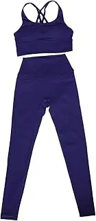 [Generic] Waisted Yoga Leggings Set Workout Leggings for Women High Waist Tummy Control Yoga Pants Dark Blue