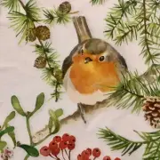 4 Paper Napkins for Decoupage / Parties - Robin in tree