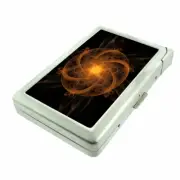 Abstract Atom Em1 100's Size Cigarette Case with Built in Lighter Metal Wallet