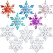 5 Pieces Christmas Silicone Resin Molds 3D Snowflake Molds Silicone Epoxy Casting Resin Mould for DIY Christmas Ornament Jewelry Pendant Decoration, Keychain (White)