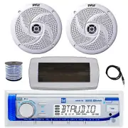 Dual Bluetooth Marine Receiver, Cover, Antenna,Wire, 2x 8'' 320W White Speakers
