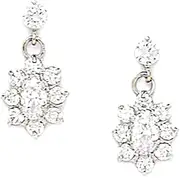[JewelryWeb] 925 Sterling Silver Plated April Clear 3x5mm CZ Simulated Diamond Screwback Earrings 16x8mm Stud Earring for Women