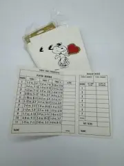 12 Vtg Snoopy Peanuts Bridge Tallies Valentines Three-Table Tally Cards Hallmark