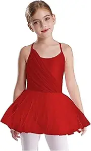 [Linjinx] Kids Girls Ballet Dress Sleeveless Gymnastics Leotard Dance Tutu Tulle Skirt Ballerina Dancewear Costume