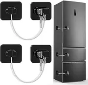 [BenRan] 2 Pack Fridge Locks for Children Adults, Strong Adhesive Baby Safety Refrigerator Lock with Key Cupboard Door Locks Keep Kids Safe from Windows Kitchen Cabinets Drawer (Black)