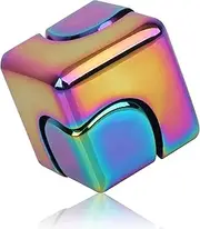 Fidget Toys Fidget Cube Spinner for Adults, Kirsite Metal Relaxing Toy Sensory Fidget Cube Party Favors Small Anxiety Toys, Stress Relief Gifts for Kids, Teens, Boyfriend, Men, Women (Rainblow)