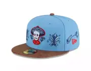 ALBUQUERQUE ISOTOPES BLUE AGAVE SKULL LOGO NEW ERA FITTED LEATHER BILL HAT NWT