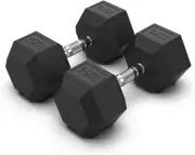 OZFIT 25Kg CAP Barbell Coated Hex Dumbbells, Set of 2 Heavy Duty Dumbbell Wei...