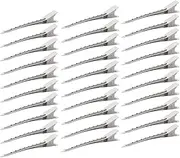 Haobase 30 Pcs 9cm Duck Bill Hair Clips, Silver Alligator Metal Curl Clips for Styling Salon Sectioning Bows DIY