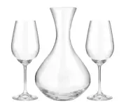Crystalex 31AA8/SET Viola 3-pcs Wine Set, Decanter 40.5 oz + 2 Glasses 15 oz