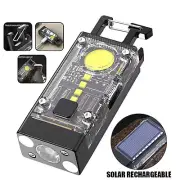 Magnetic Solar LED Flashlight Multifunctional Keychain USB Emergency Floodlight