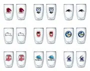 NRL Set of 2 Double Wall Glasses Tea Coffee Spirits Man Cave Bar - Choose Team