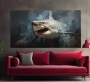 Dangerous Tiger Shark Oil Painting Wall Art Limited Edition High Quality Print