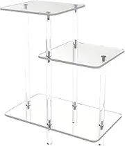 Small Acrylic Table,Modern Nightstand Table | Clear 3 Layers Nightstand for Home Patio Book Living Room Phone Lobby Hall Bedroom Apartment