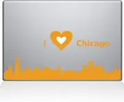 The Decal Guru I love Chicago Decal Vinyl Sticker, 15" MacBook Pro, Yellow