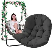 Hanging Basket Hanging Egg Chair Cushions Hammock Chair Cushions Thick Nest Back Pillow for Outdoor Patio Garden Swing Chair Cushion (Black 120x80cm/47x31.5in)