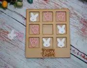 Happy Easter Gift Tic-Tac-Toe Board Game - Easter Basket Gift Easter Bunny Feet