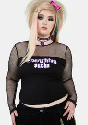 [The Grave Girls] Plus Virtual Escape Fishnet Top