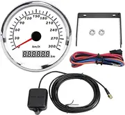 85mm Digital Speedometer Gauge with Red Pointer for Car RV Truck Motorcycle and Marine Use 0 to 300KM Step Motor 316L Stainless Steel Front Cover Bezel Antifog Curved Glass 7