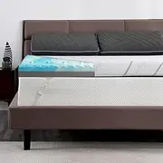 4 Inch Extra Firm Memory Foam Mattress Topper King Size Bed Topper with Ice Silk Cover, Premium Cooling Gel+Bamboo High-Density Mattress Topper, Firm to Extra Firm Mattress Topper for Pain Relief