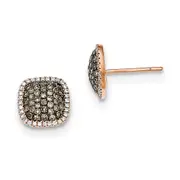 14K Rose Gold Real Diamond u0026 Pav?ó?é¼?í Champagne Real Diamond Earrings