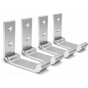 Foldable Wall Hooks, 4 Pieces Wall Headphone Holder, Invisible Coat Hooks, Aluminum Wall Hook, with Screws, Coat Hook for Jacket Towel (Silver)