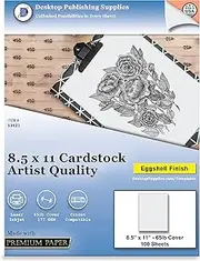 8.5'' x 11'' Card Stock - White Artist Eggshell Finish - 65lb Cover (177 gsm) - (100 Sheets) - Works on Inkjet or Laser Printers - Great for Cards, Menu's, Posters, Covers