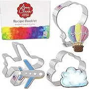 Air Travel Cookie Cutters 3-Pc. Set Made in USA by Ann Clark, Airplane, Cloud, Hot Air Balloon