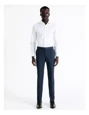 [Blaq] Tailored Sharkskin Suit Pant in Blue