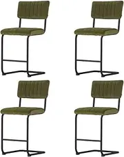 [Artiss] 4X Bar Stools Kithen Dining Chairs Velvet Padded Stool Metal Green