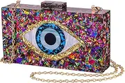 [LETODE] Clutch Purses for Women-Evil Eye Acrylic Clutch Glitter Purse Evening Bag Chain Shoulder Crossbody Handbags