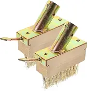 Generic 2pcs Weeding Floor Stitching Brush Weeder Gardening Path Brush Hand Wire Grout Brush Removing Brush Wire Weeding Brush Durable Remove Moss Lawn Tool Moss Remover Brush Steel Wooden